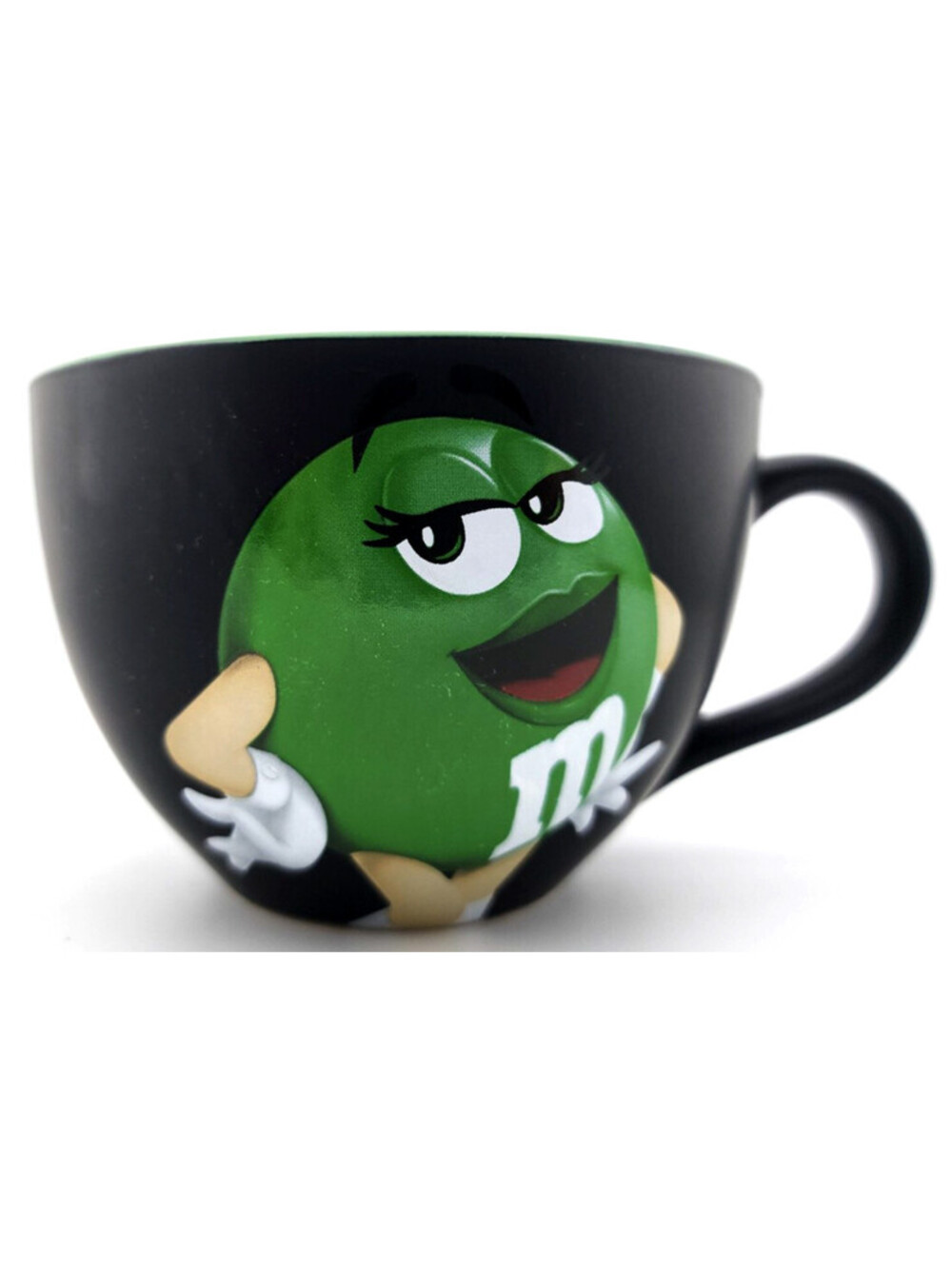 M&M’s World Green Character Oversized Coffee Mug – Matte Black Ceramic 2018